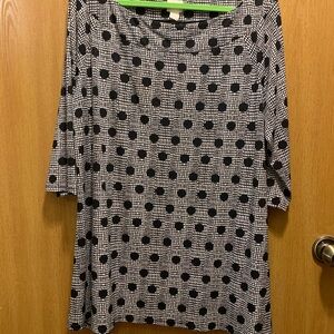Chico’s 3/4 sleeve long polka dot blouse 3X